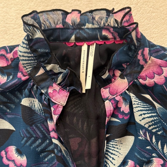 Anthropologie Long Sleeve Floral Sheer Blouse - Picture 4 of 11